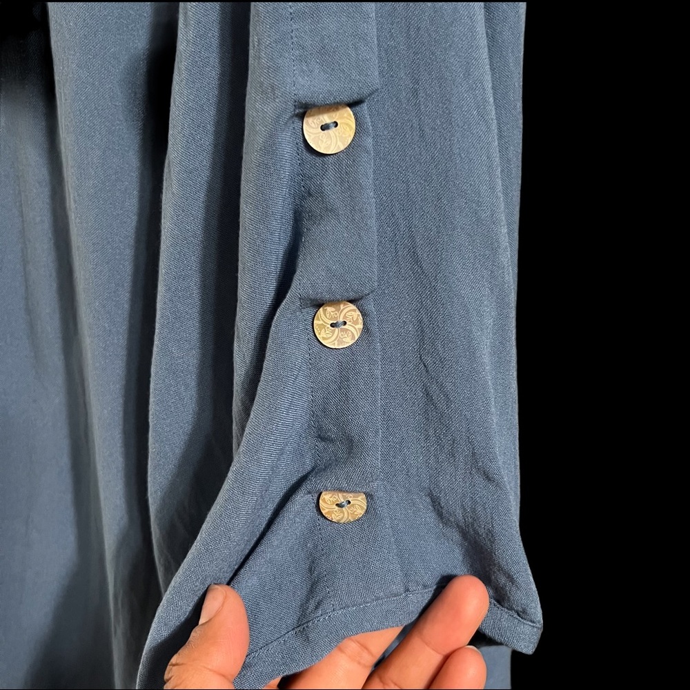 Soft Surroundings Blue Tunic Top with Button Placket - Picture 5 of 10